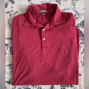 Peter Millar summer comfort Red Striped Polo golf Shirt ⛳️ ❤️